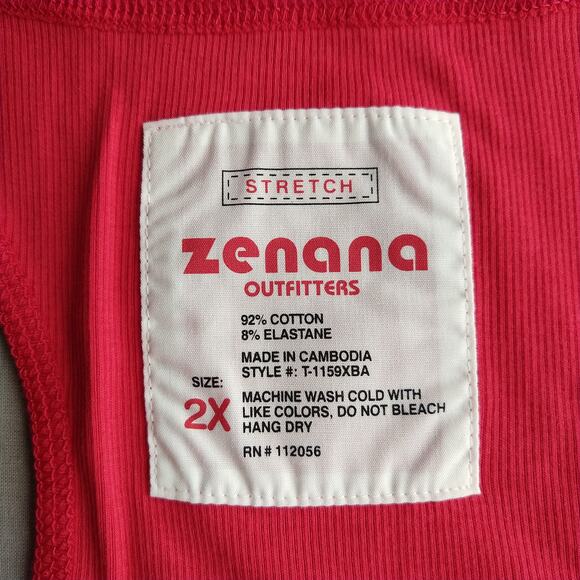 2X Ruby Red Ribbed Seamless Racerback Tank Top Zenana oversized Plus Sz comfort - Picture 8 of 9